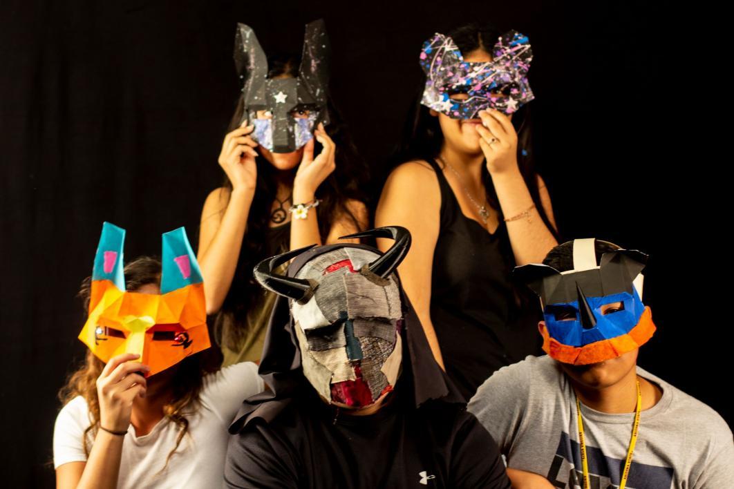 Upward Bound students pose for a photo in their masks