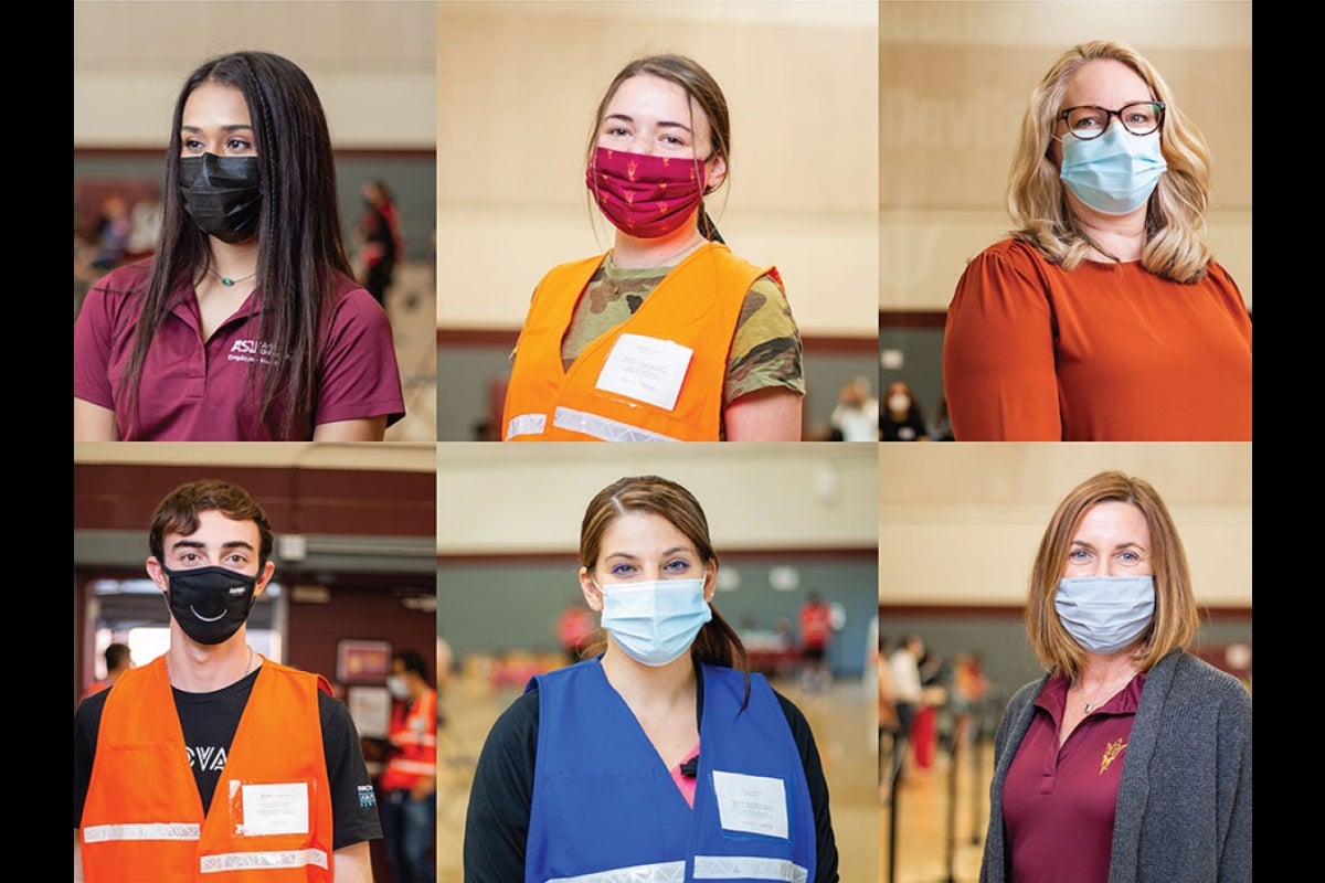 collage of vaccine volunteers