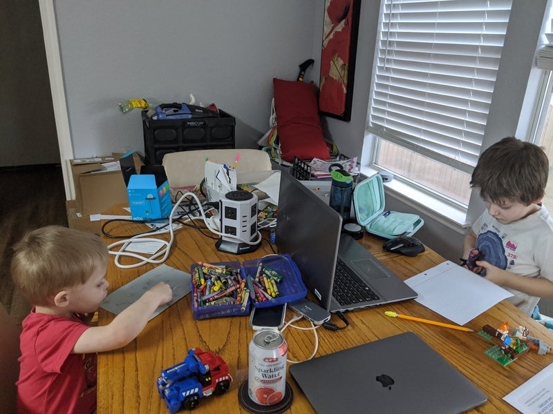 Children work at table