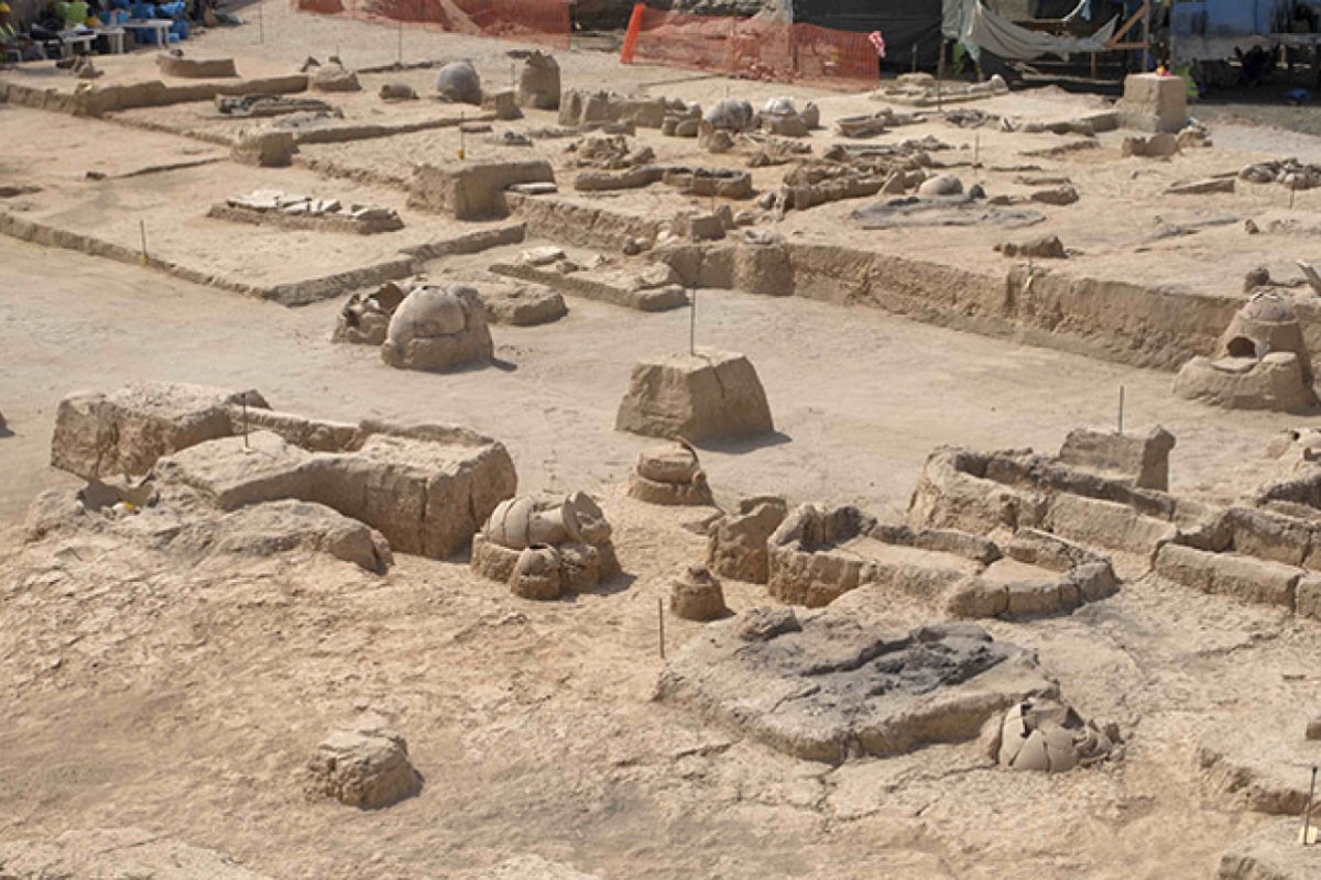 General view of a dig at an ancient cemetery in Greece.