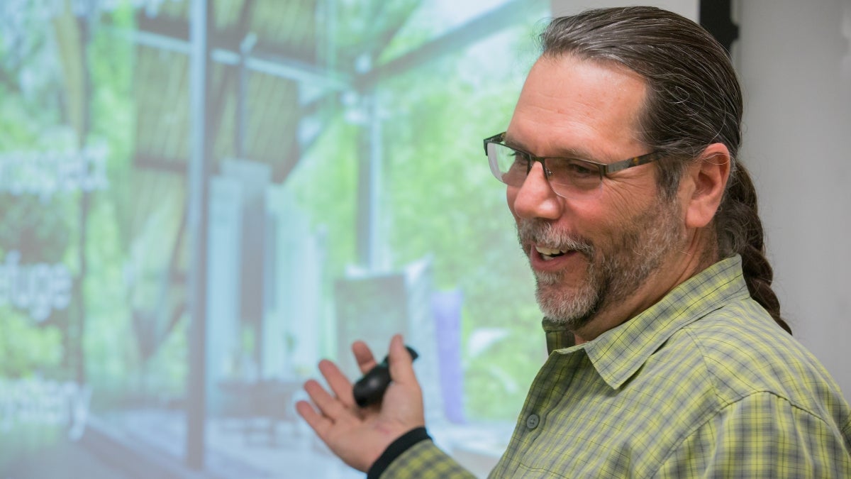 man giving lecture