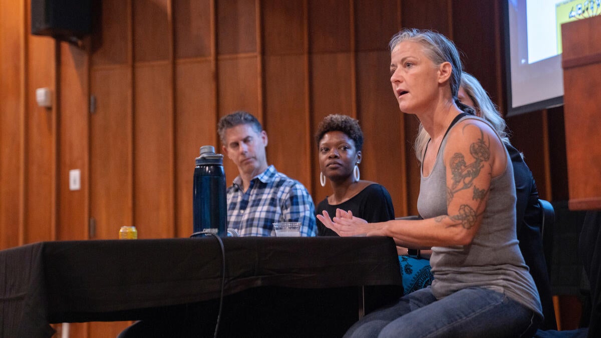 woman speaking at panel