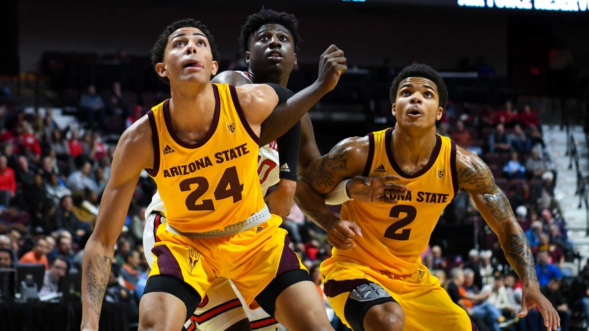 ASU basketball players during a game