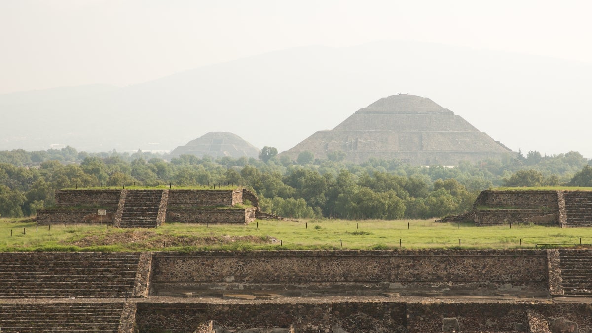 Landscape view of the ancient city of Teotihuacan today.