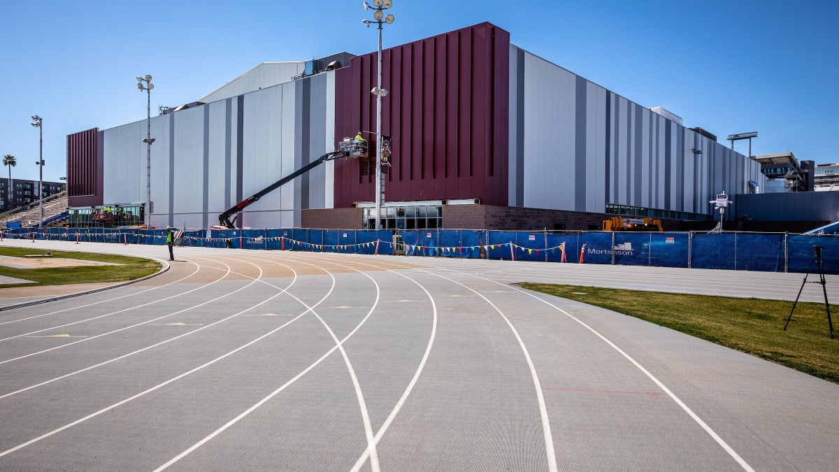 Exterior photo of the new ASU multipurpose arena under construction