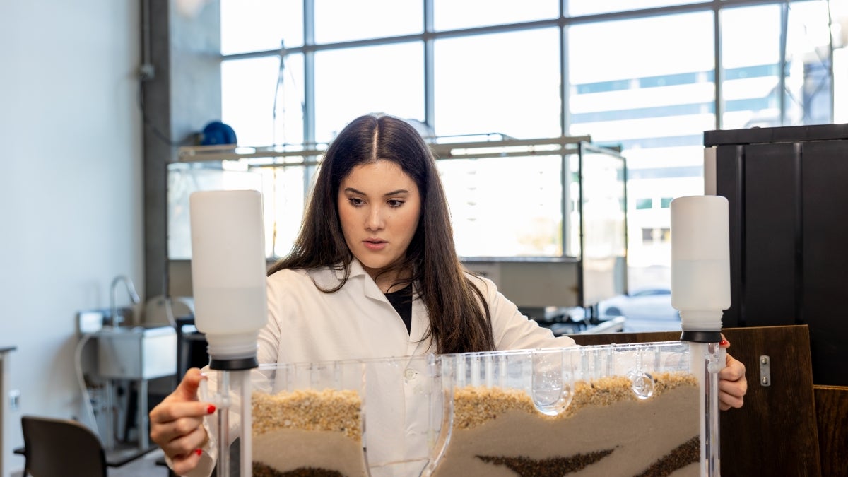 Photo of student in research lab