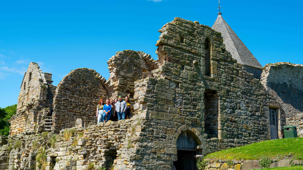 Study abroad participants visiting Inchcolm Abbey, located on an island hear Edinburgh. 