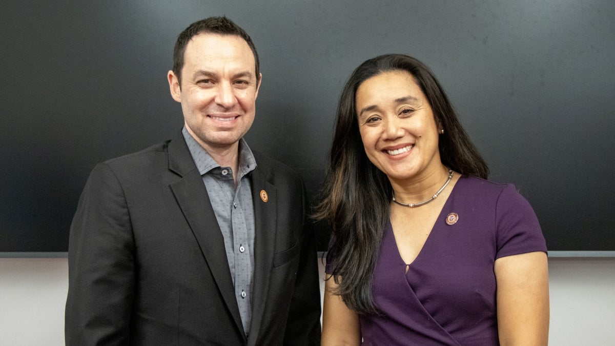 Sen. J.D. Mesnard and Rep. Junelle Cavero pose for a photo side by side.