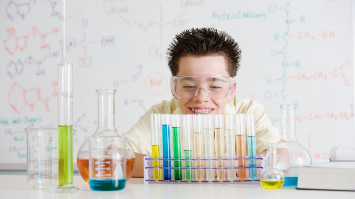 Boy with chemistry set