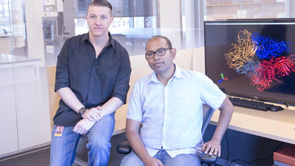 Abhishek Singharoy (right) and his graduate student Darren Thifault