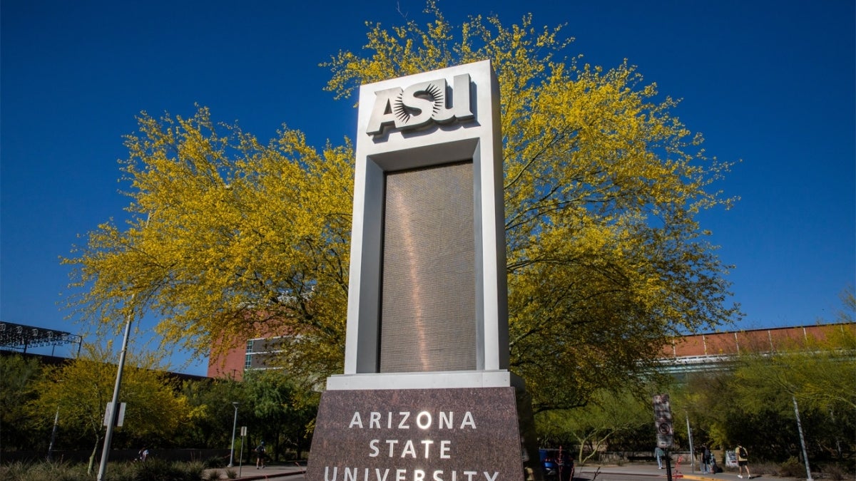 ASU sign on the Tempe campus.