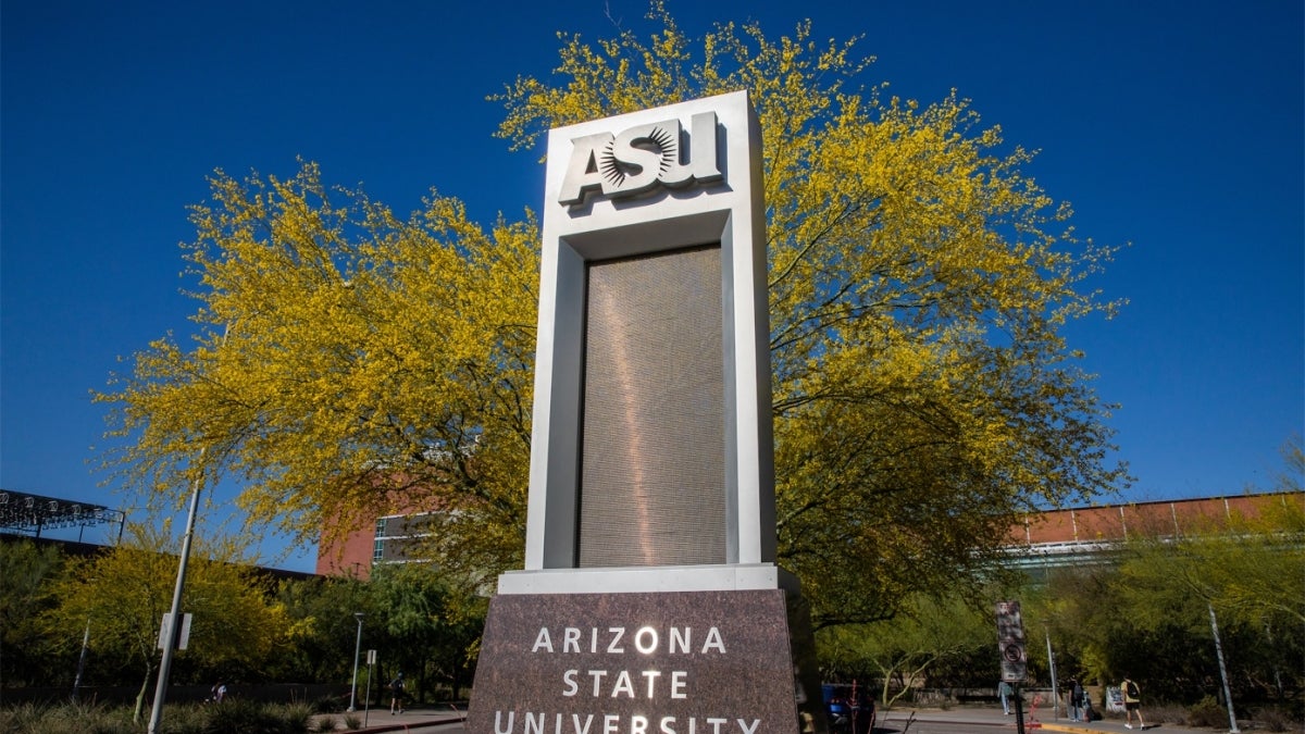 ASU sign on the Tempe campus.