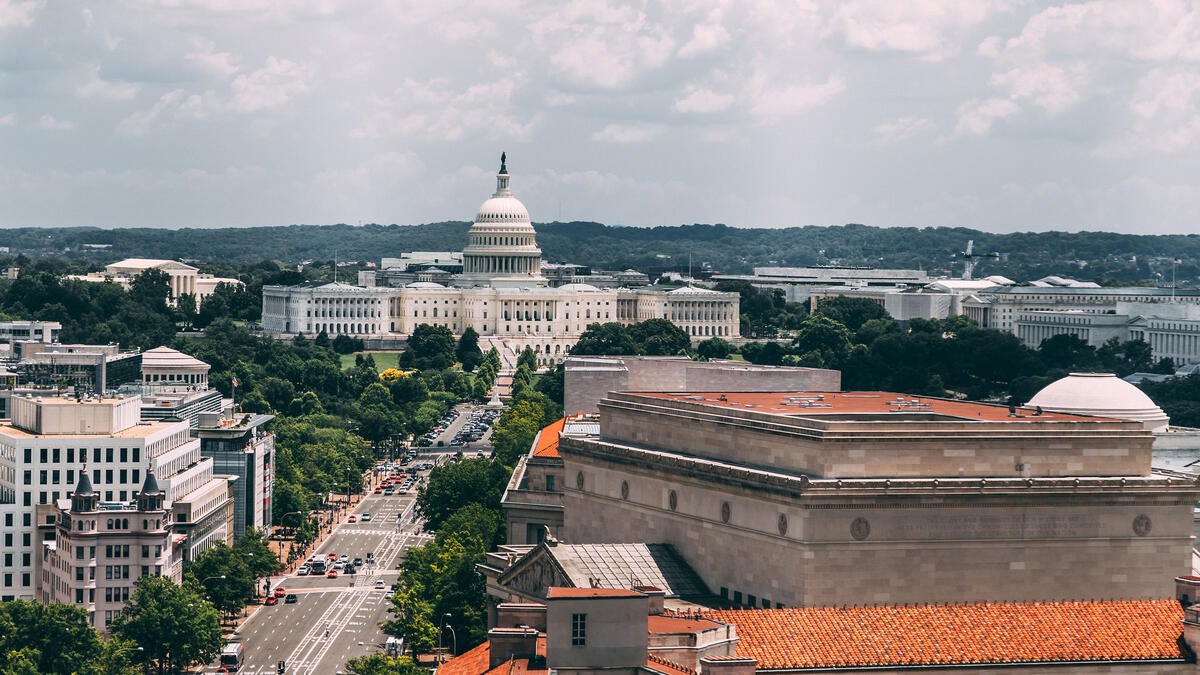 View of capitol building in D.C.