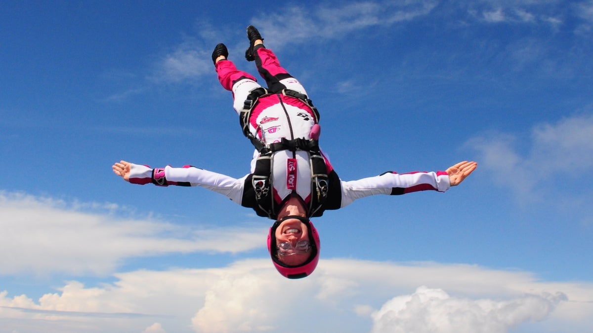 In the 14 years since Nadia Kellam began skydiving she has made around 2,500 jumps. Photographer: Robin Kellam