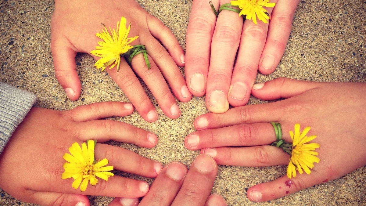 Hands and flowers