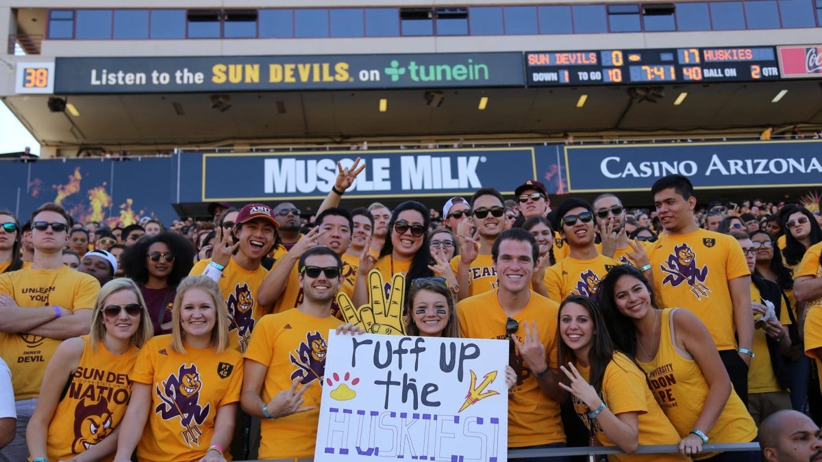 ASU students at Sun Devil Stadium 