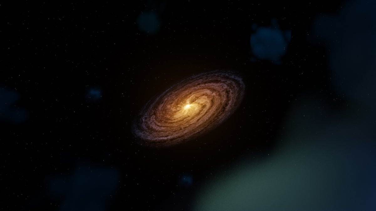 Illustration of the faint fuel reservoirs that surround galaxies, allowing them to form new stars and planetary systems.