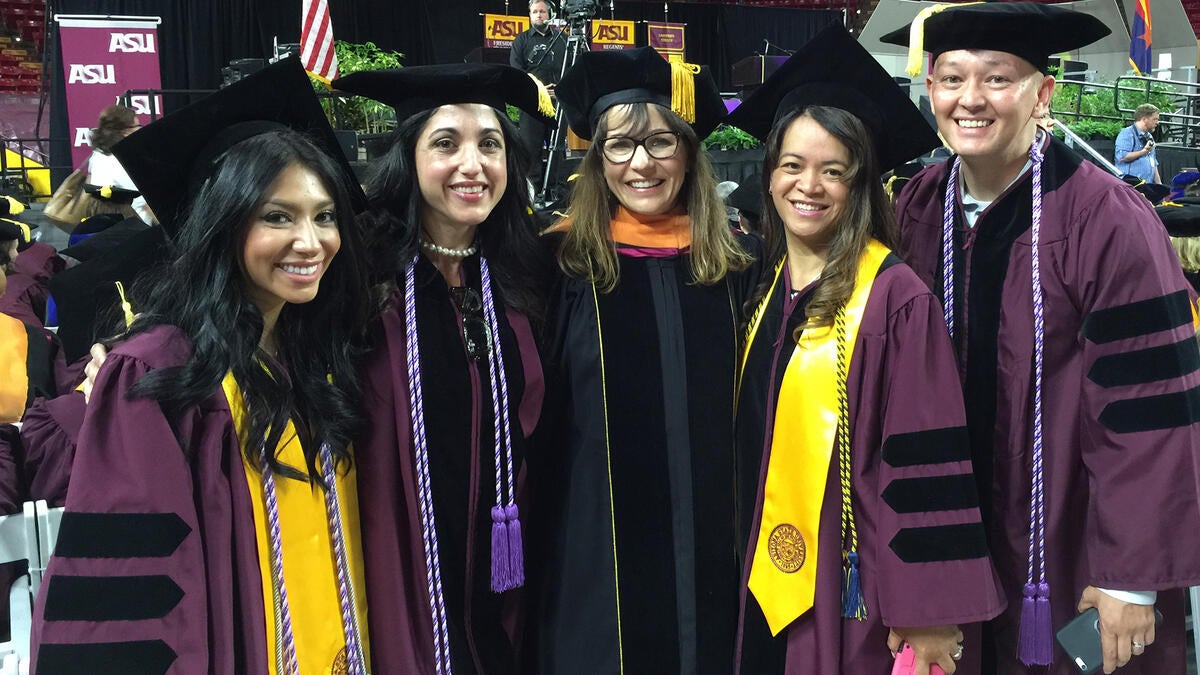 Heather Ross with DNP students at 2015 commencement.