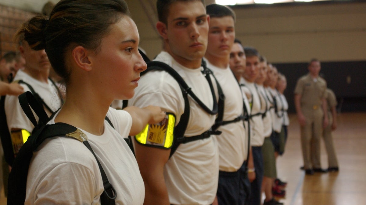 Drill instruction at Naval Freshman Orientation