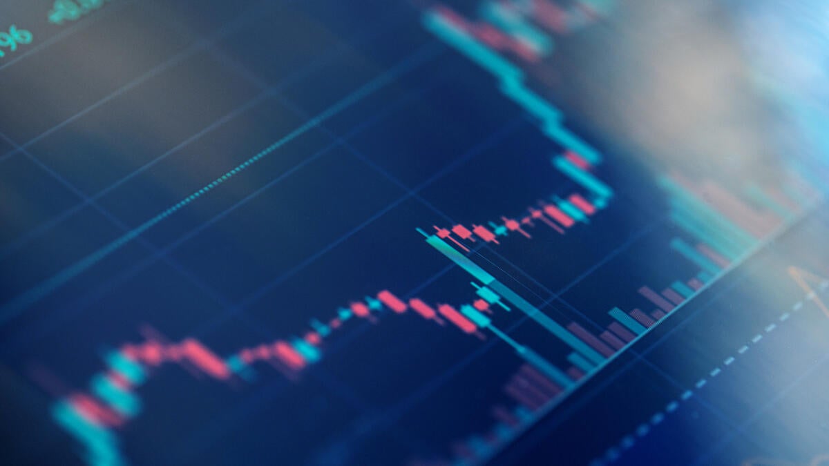 Financial chart on digital display