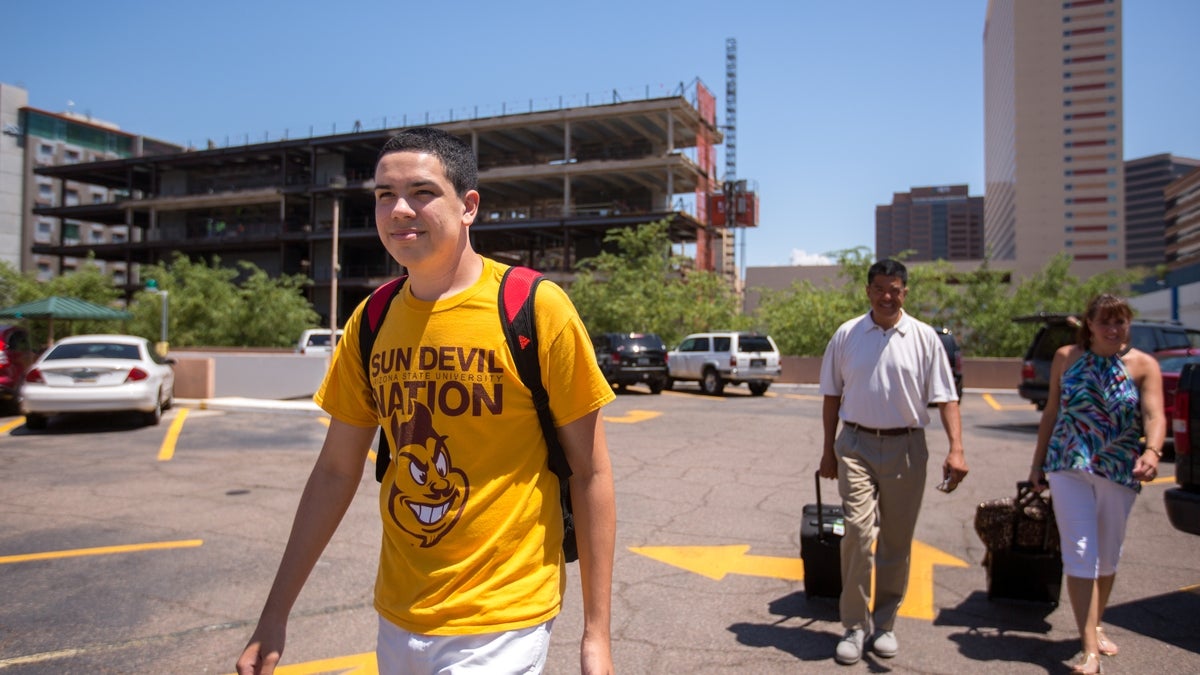 Joey Ramos-Mata walks toward his dorm.