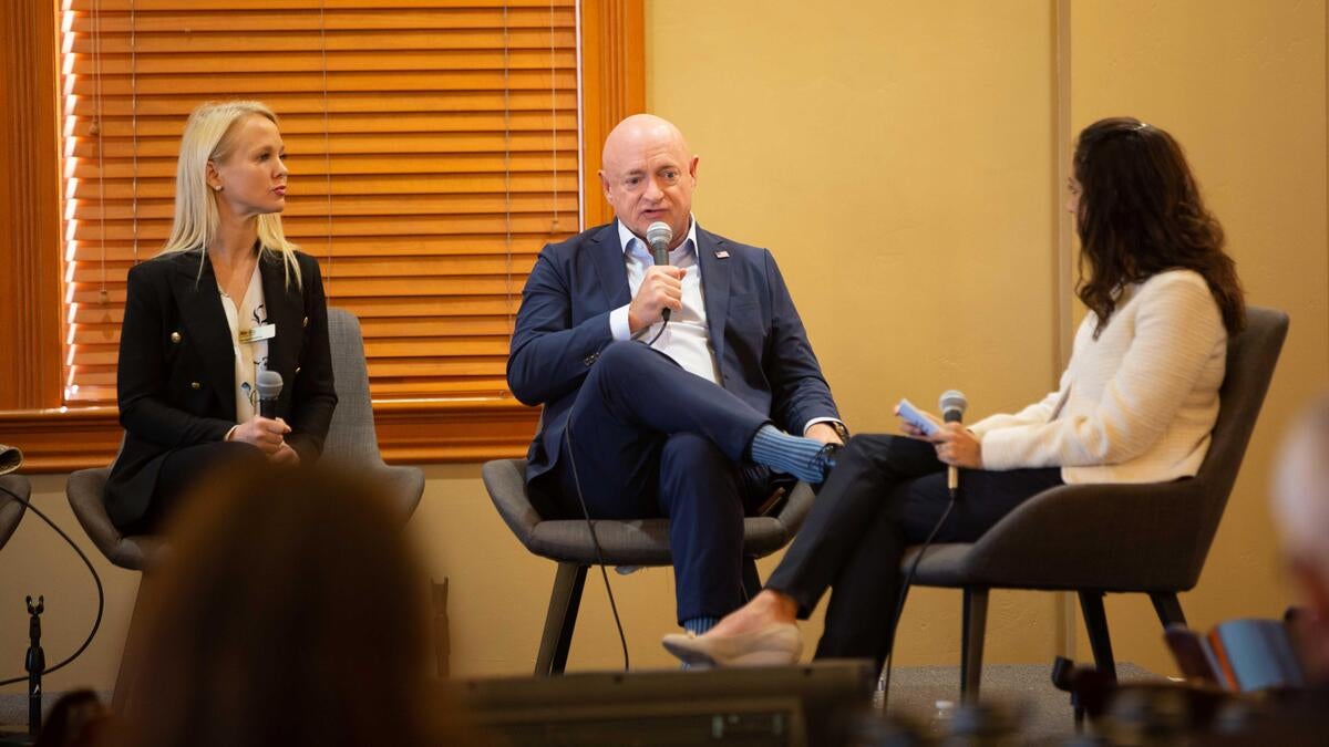 Sen. Mark Kelly speaking during panel at ASU