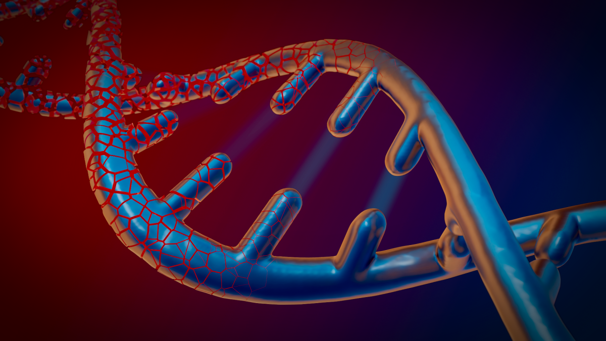 Graphic illustration of DNA strand.