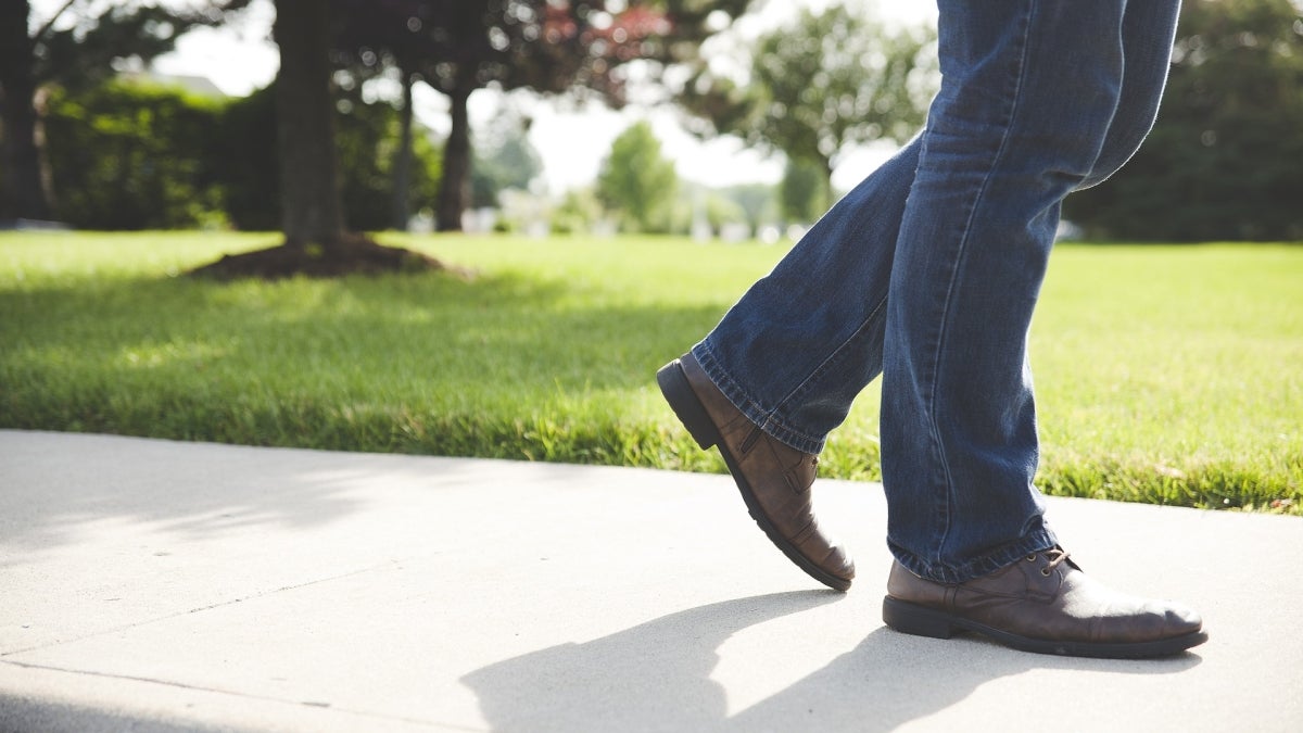 Walking on a sidewalk