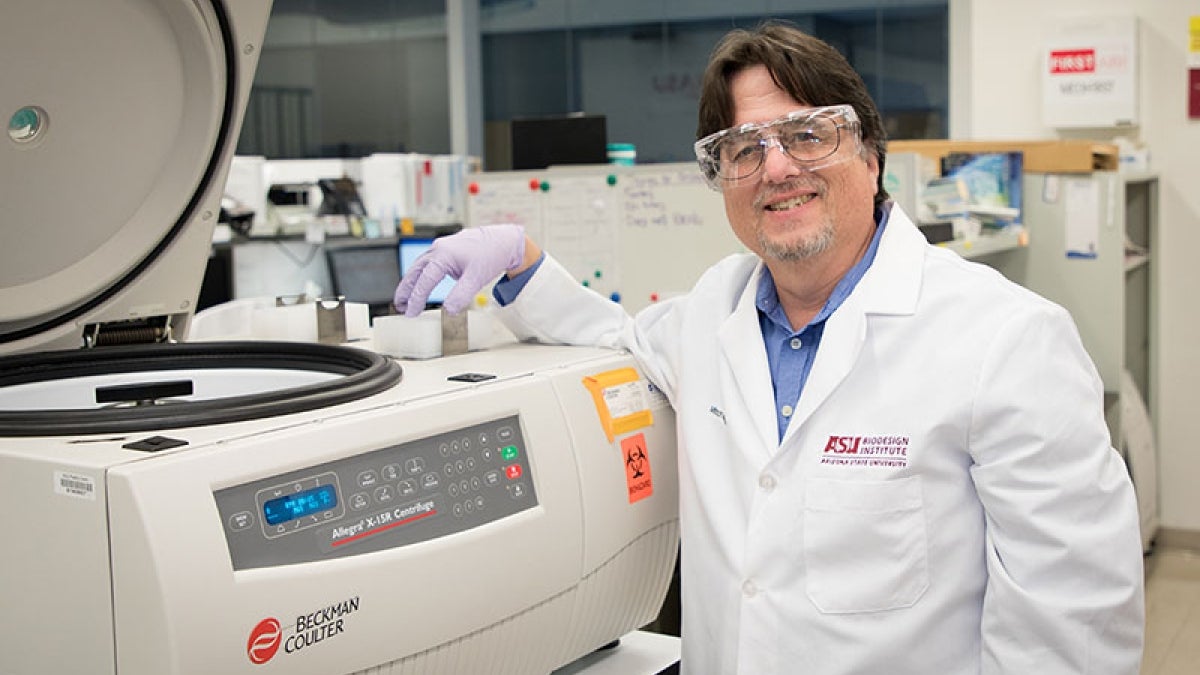 Mitch Magee is a researcher in the Biodesign Institute. Photo by Jason Drees.