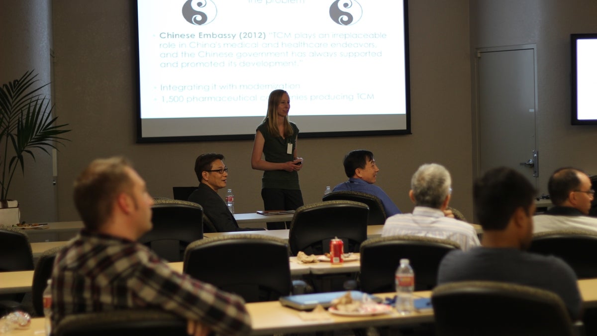 woman giving presentation