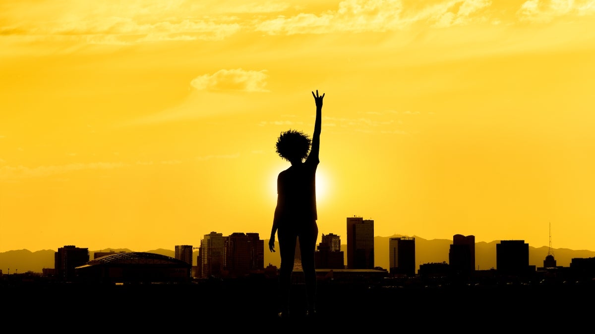 A silhouette against the sunset