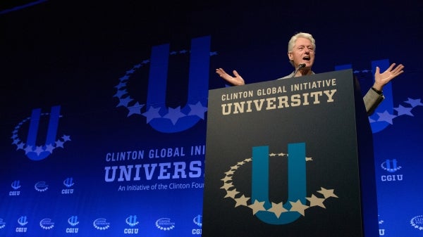 Bill Clinton speaking at CGI U at Arizona State University in 2014