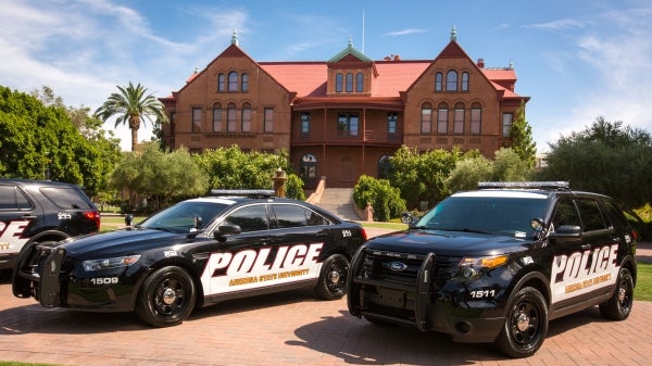 new ASU police vehicles in black-and-white