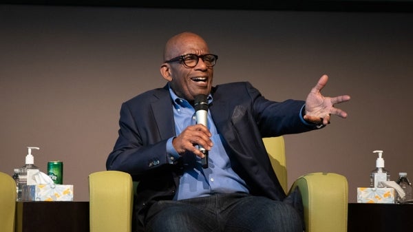 Al Roker speaking during student Q&amp;A.