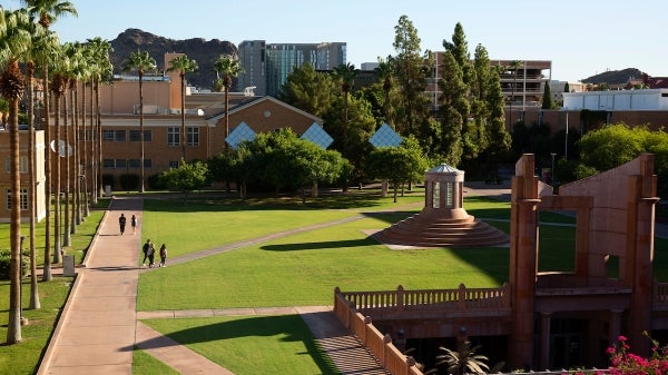 ASU Tempe campus and Hayden Library