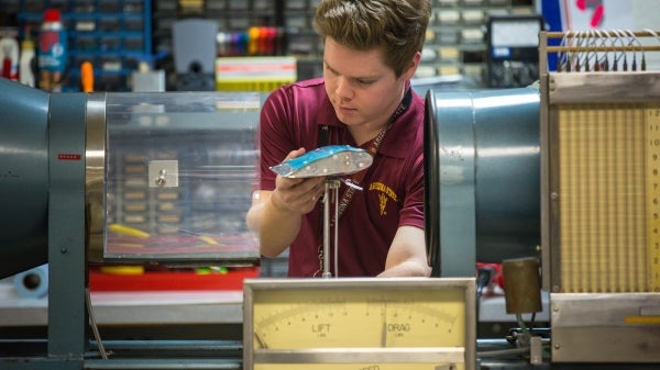 ASU student working in aeronautics lab