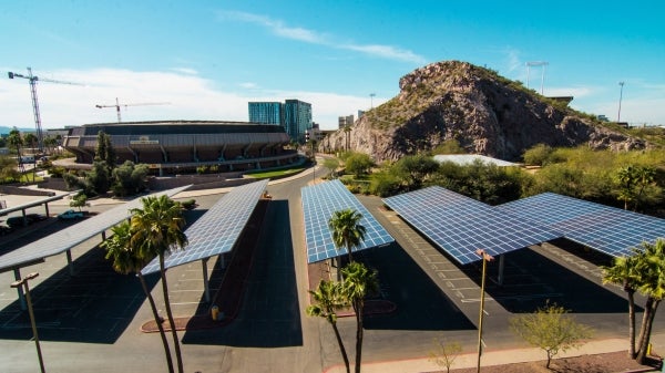 solar panels in parking lot