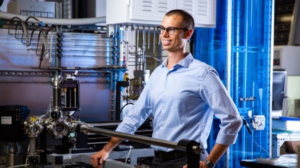 Zachary Holman in a laboratory