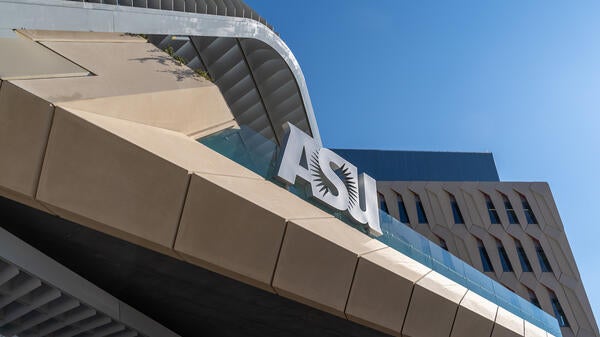 ASU sign on a walkway