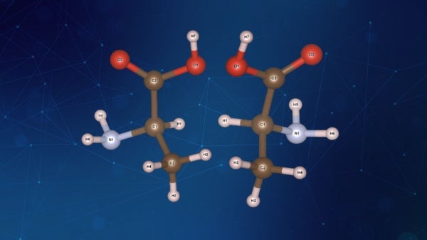 Illustration of alanine, a chiral molecule.