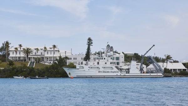 Large boat in a marina.