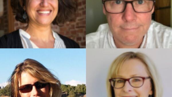 Collage of headshots of ASU scholars (clockwise from top left) Sara Aly El Sayed, Steven Hartman, Joni Adamson and Joan McGregor.