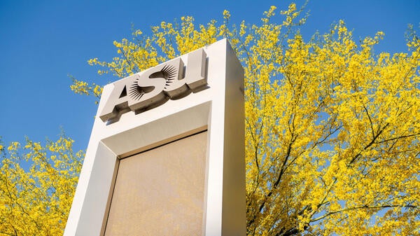 ASU sign in an outdoor setting.