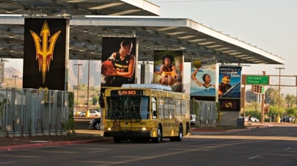 FLASH bus traveling southbound on Packard Drive