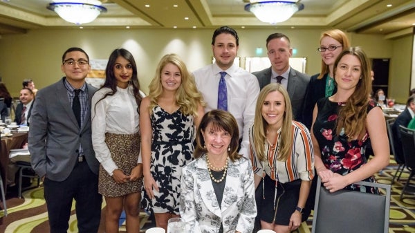 Deb Carstens and students at Scholarship Luncheon