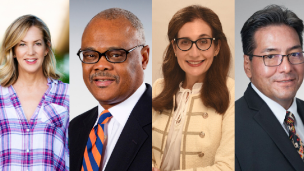 Collage of headshots of ASU College of Liberal Arts and Sciences alumni Lisa Clark, Herman Frazier, Lisa Pino and Dave Wilson.