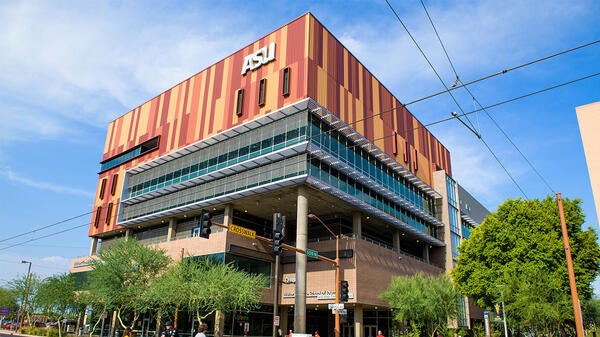 Exterior view of The Cronkite School building in downtown Phoenix.