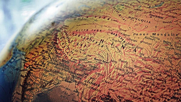 Globe with China as the featured country