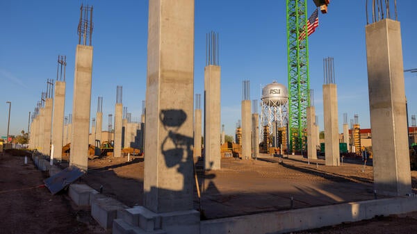 Construction site of a building.