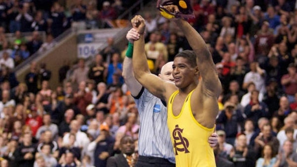 Former ASU wrestler Anthony Robles after winning a match